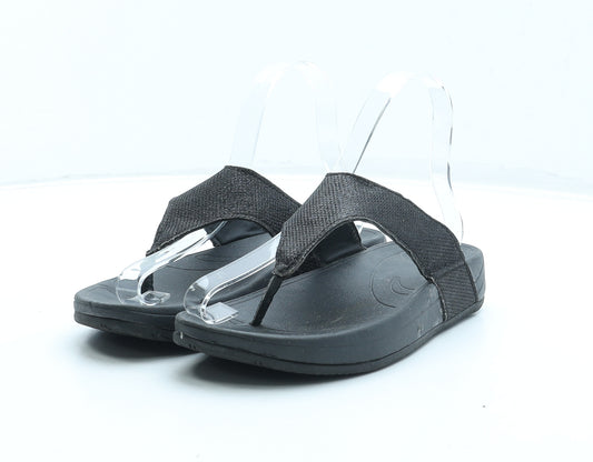 Papaya Womens Black Synthetic Thong Sandal UK 3