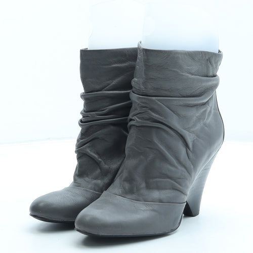 Aldo Womens Grey Leather Bootie Boot UK 3 36