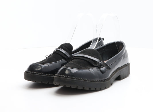 F&F Womens Black Synthetic Loafer Casual UK 5 - Heart detail