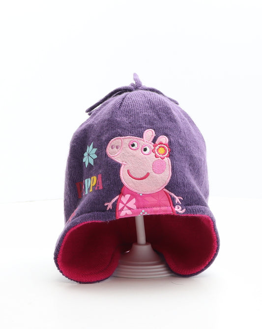 George Girls Purple Acrylic Beanie One Size - Peppa Pig