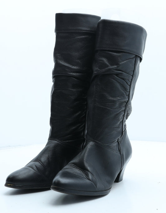 Preworn Womens Black Leather Bootie Boot UK 5