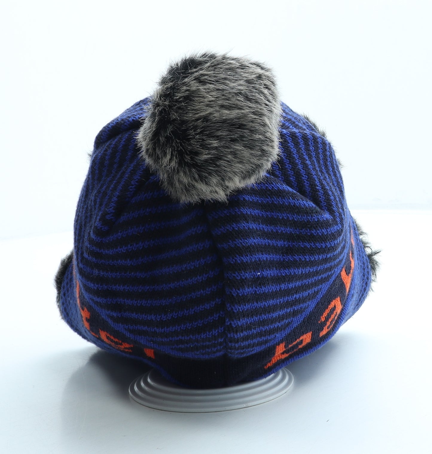 Ted Baker Boys Blue Striped Acrylic Trapper Hat Size S - Pom Pom