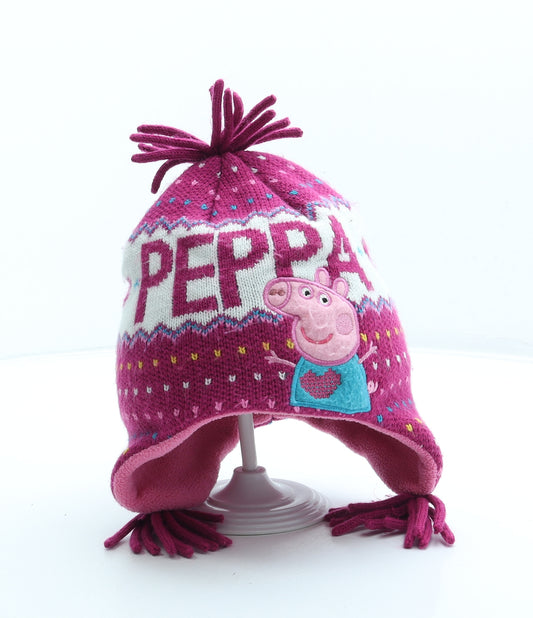 Debenhams Girls Pink Acrylic Bonnet Size S - Peppa Pig