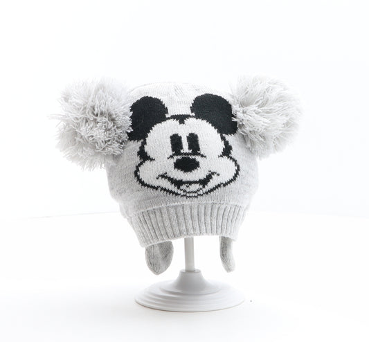 Disney Boys Grey Acrylic Bobble Hat One Size - Mickey Mouse