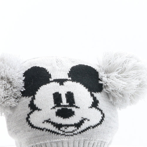 Disney Boys Grey Acrylic Bobble Hat One Size - Mickey Mouse