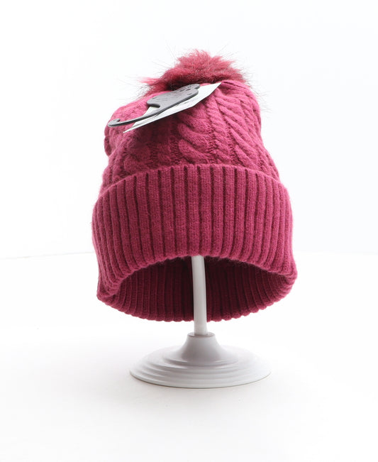 TU Girls Pink Viscose Bobble Hat One Size