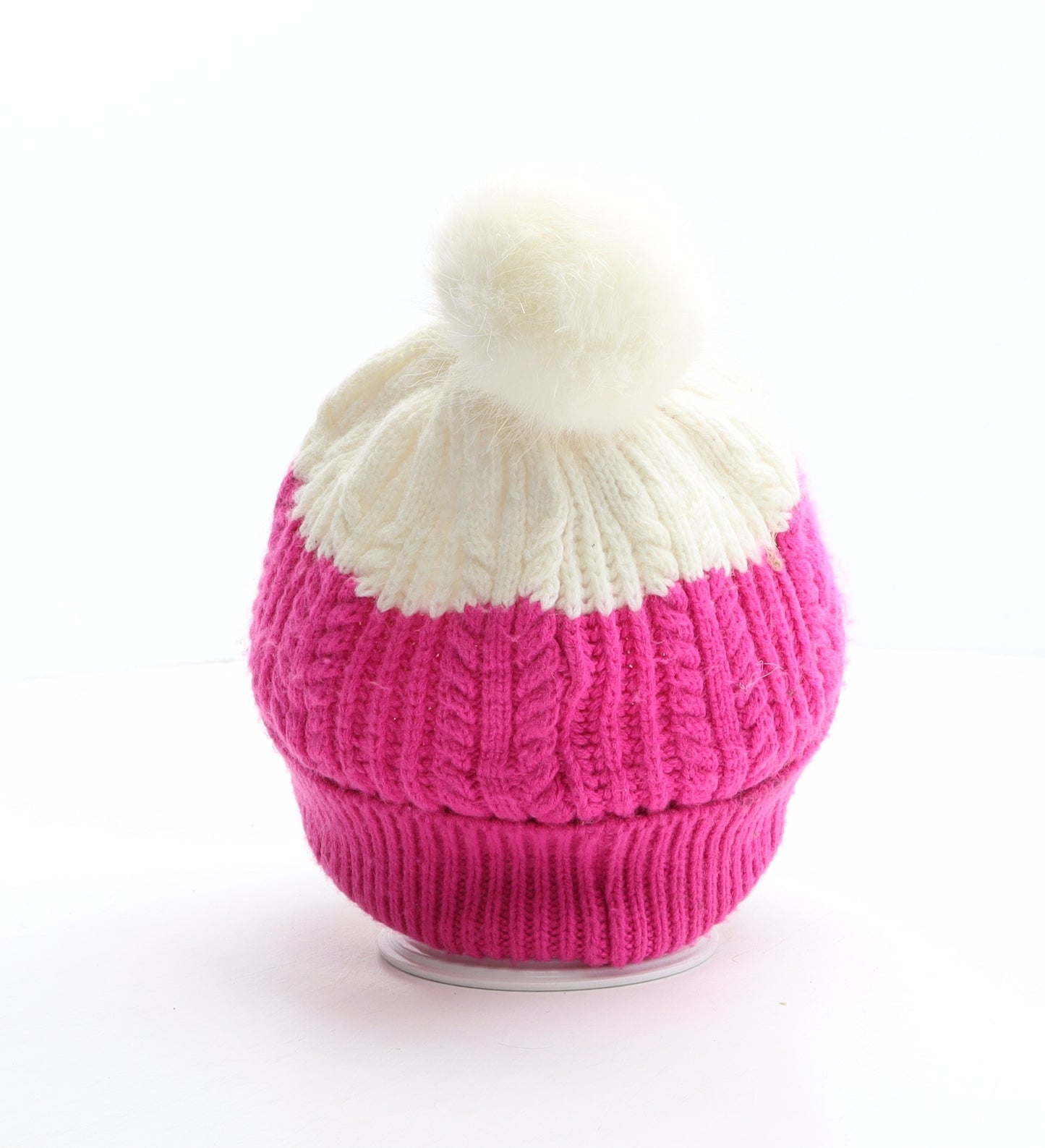 Joules Girls Pink Acrylic Bobble Hat One Size