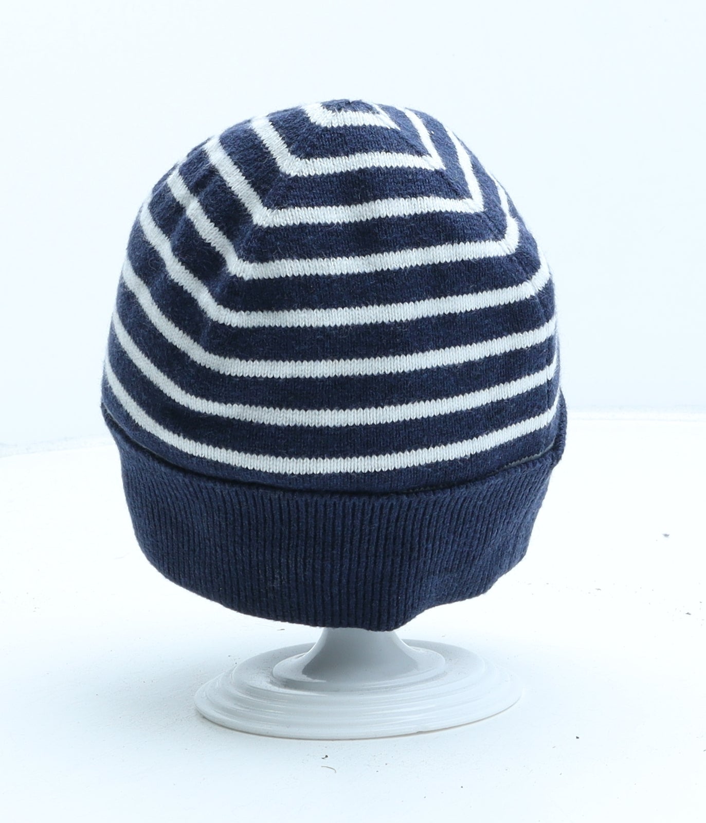 Lacoste Boys Blue Striped Polyester Beanie Size S