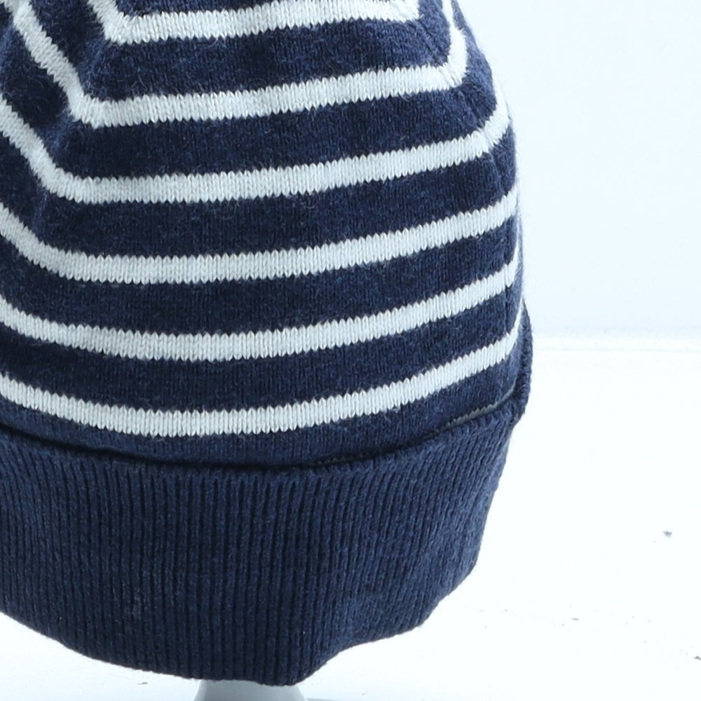 Lacoste Boys Blue Striped Polyester Beanie Size S