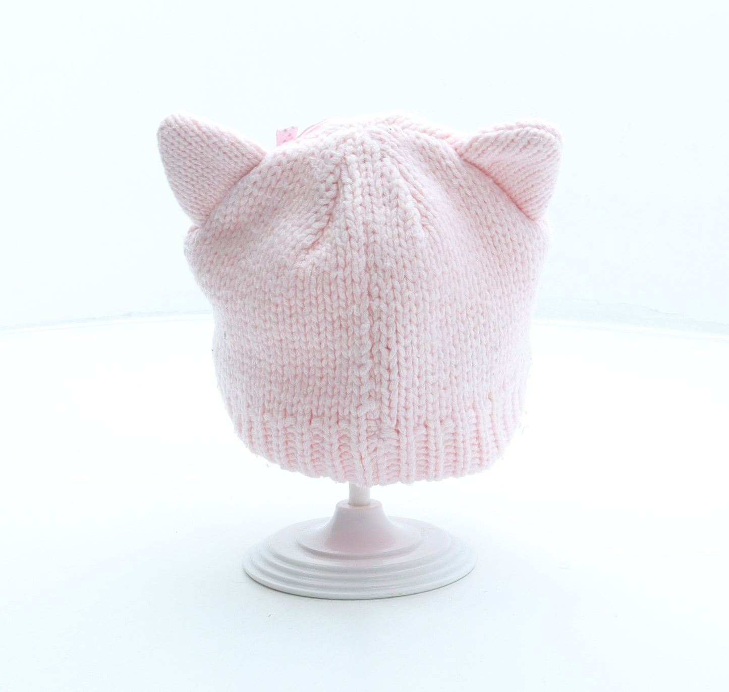 NEXT Girls Pink Acrylic Beanie Size S - Cat