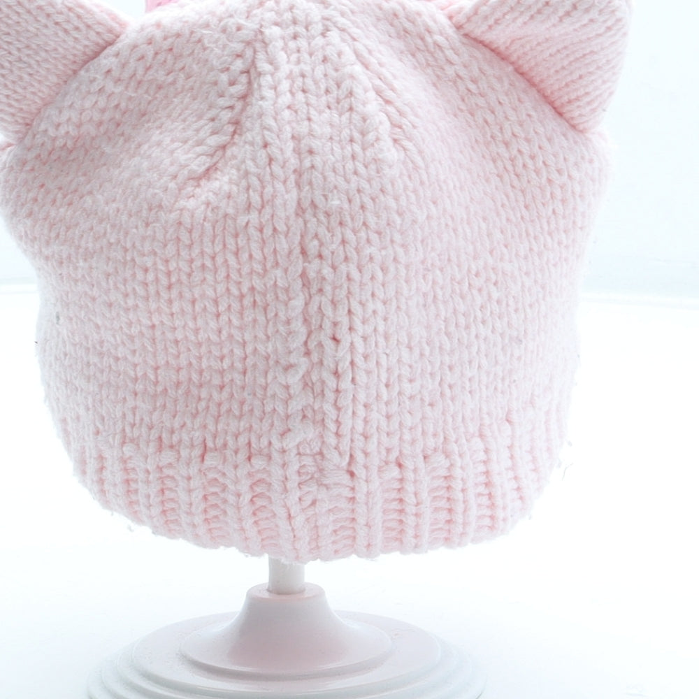 NEXT Girls Pink Acrylic Beanie Size S - Cat