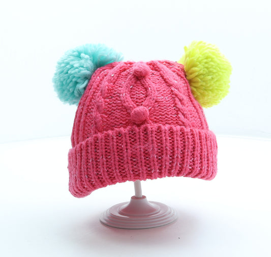 TU Girls Pink Acrylic Bobble Hat Size S