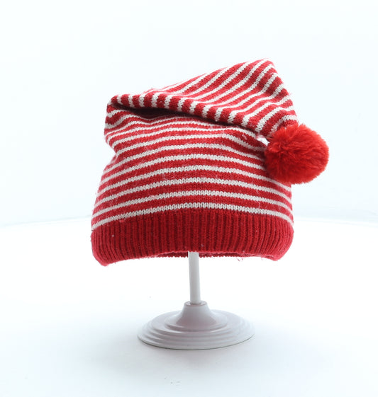 NEXT Boys Red Striped Acrylic Bobble Hat Size S - Elf