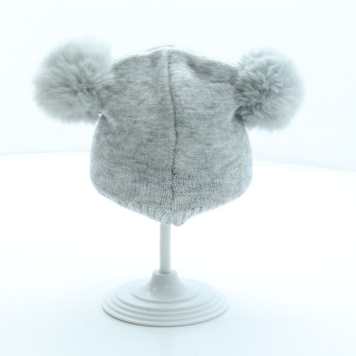 Primark Girls Grey Acrylic Bobble Hat Size S - Koala Bear