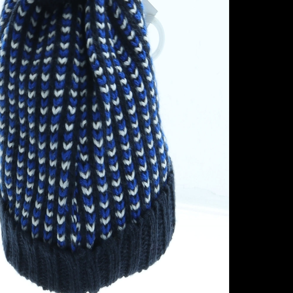 Matalan Boys Blue Geometric Acrylic Bobble Hat Size S