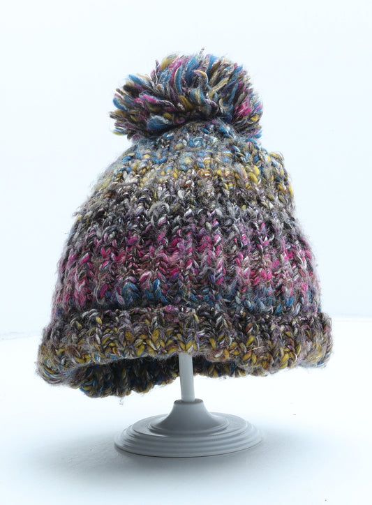 NEXT Girls Multicoloured Striped Acrylic Bobble Hat One Size