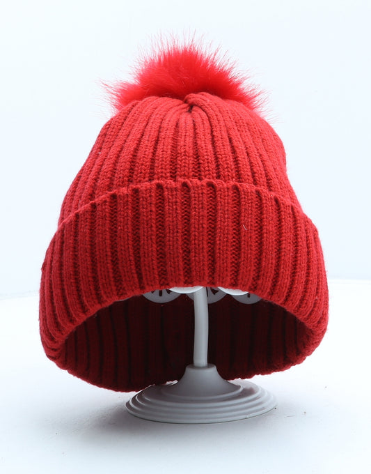 NEXT Girls Red Acrylic Bobble Hat One Size