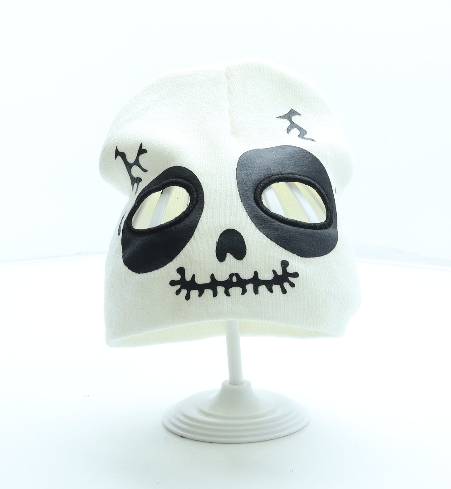 Tesco Boys White Acrylic Beanie One Size - Skeleton Mask