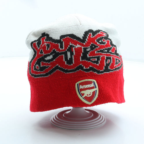 Arsenal Mens Red Geometric Acrylic Beanie One Size - Slogan Logo