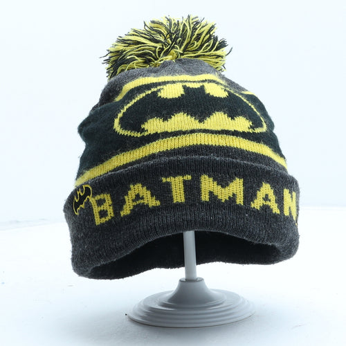 Batman Boys Grey Acrylic Bobble Hat One Size