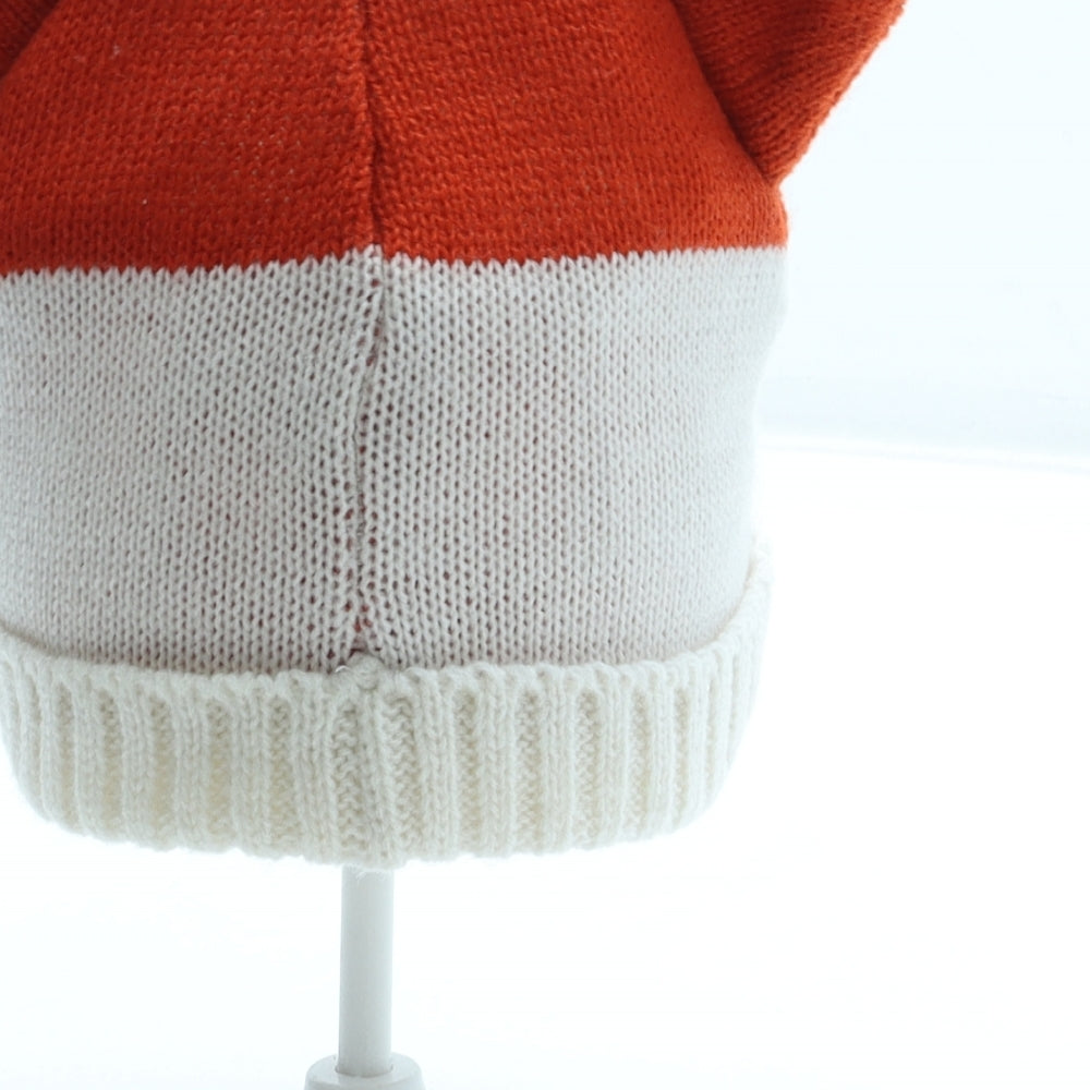 John Lewis Girls Orange Colourblock Acrylic Beanie Size S - Fox Ears