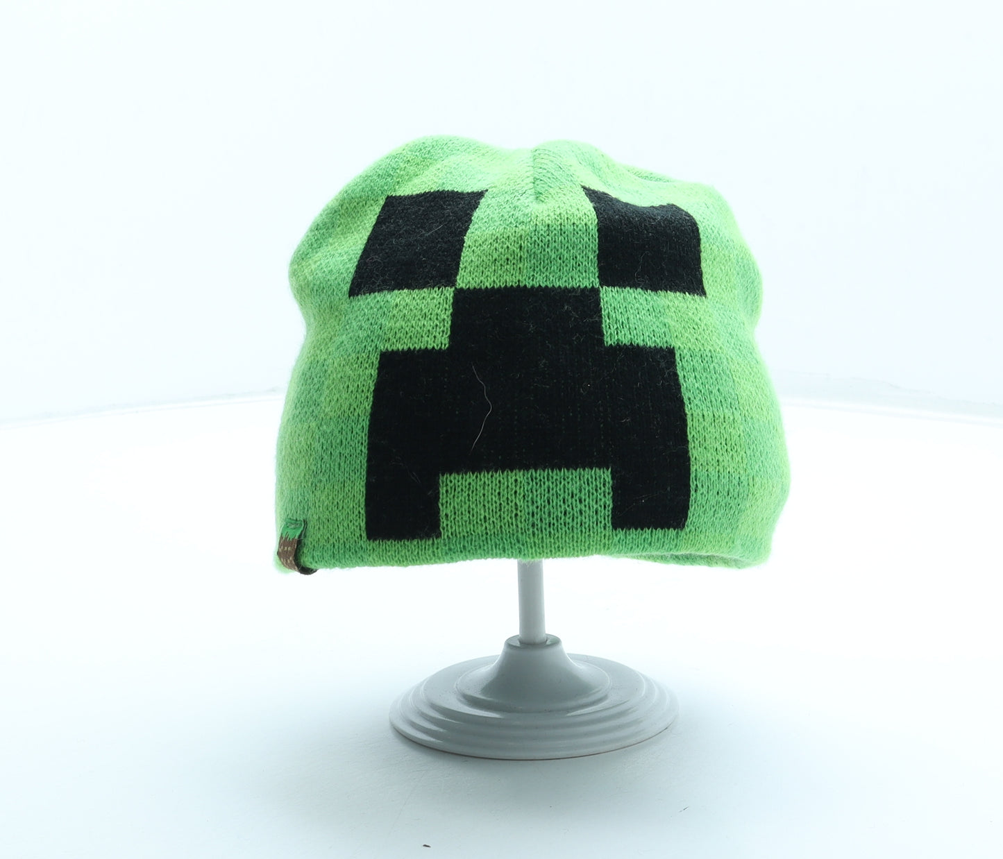 Jinx Boys Green Geometric Acrylic Beanie Size S - Minecraft