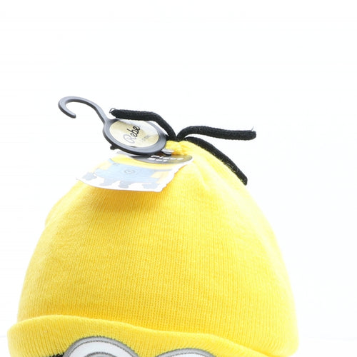 Rebel Boys Yellow Striped Acrylic Beanie One Size - Despicable Me, Minion, Holographic detail, Gloves included