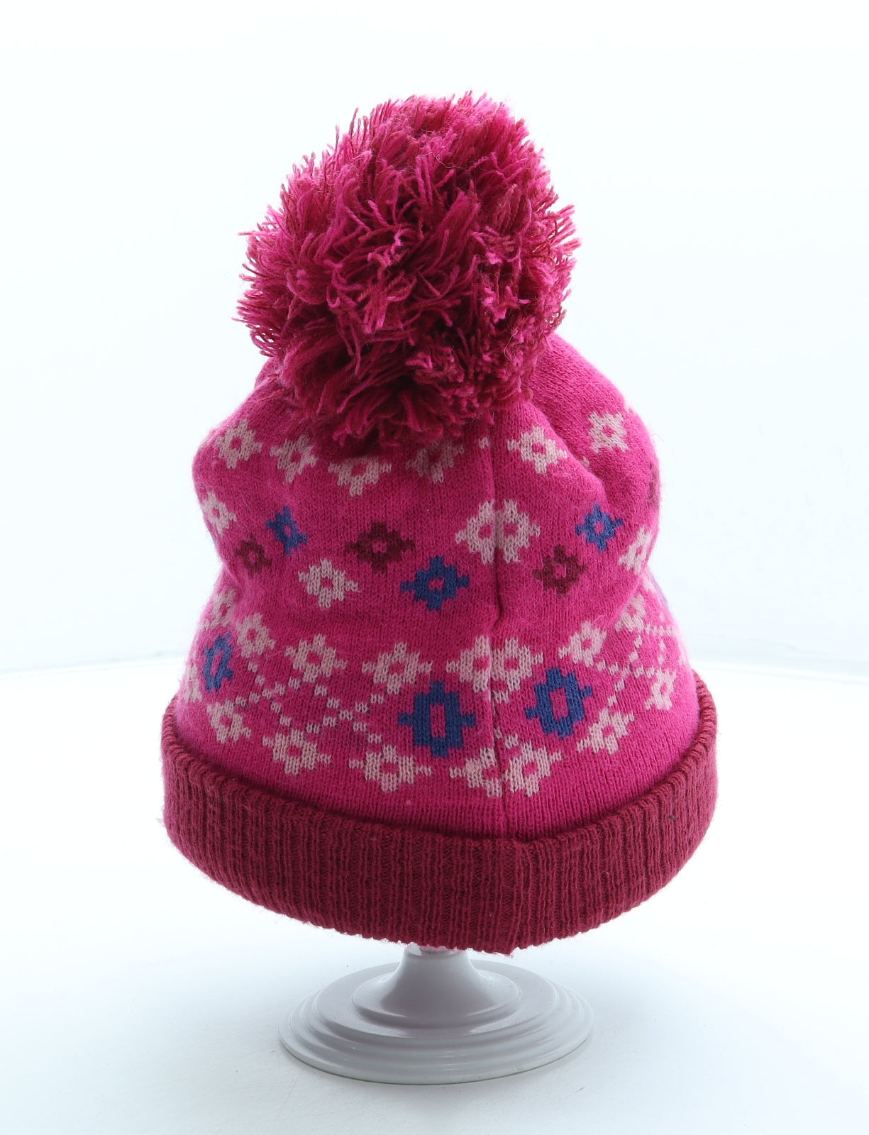 TU Girls Pink Geometric Acrylic Bobble Hat Size S - Peppa Pig