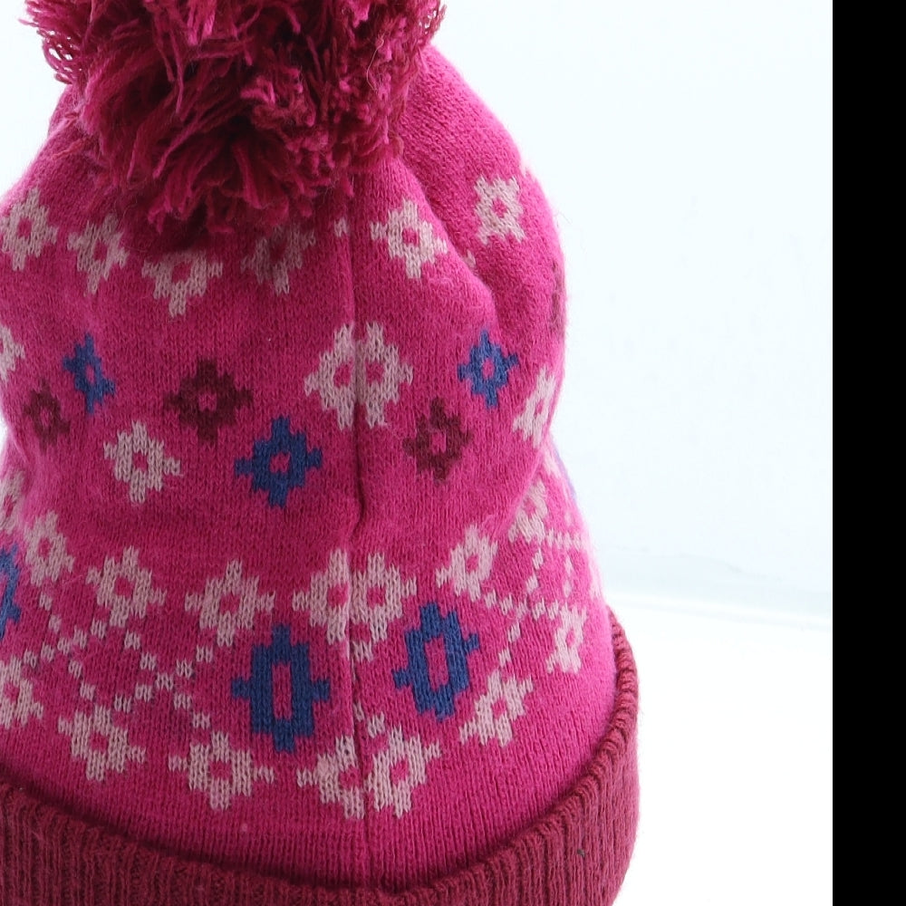 TU Girls Pink Geometric Acrylic Bobble Hat Size S - Peppa Pig