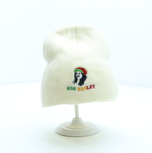 Bob Marley Mens Ivory Acrylic Beanie One Size