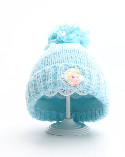 Nutmeg Girls Blue Acrylic Bobble Hat One Size - Frozen, Elsa.Size 3-6 years