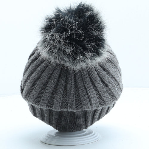 Primark Girls Grey Acrylic Bobble Hat One Size