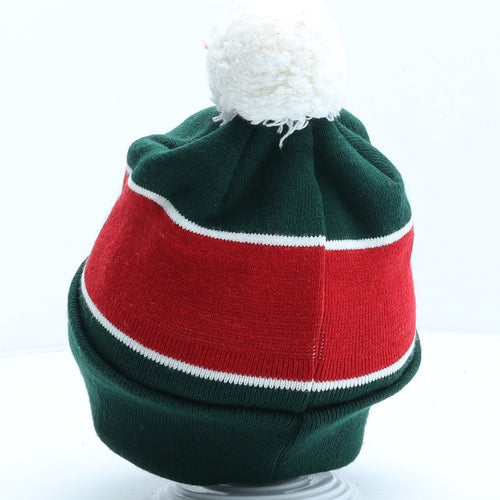 Leicester Tigers Mens Green Striped Acrylic Beanie One Size
