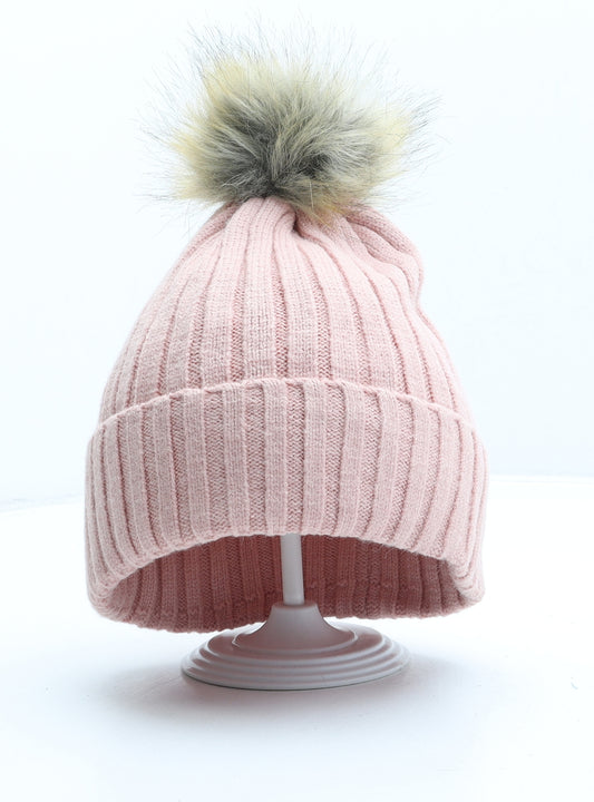 Primark Womens Pink Modacrylic Bobble Hat One Size