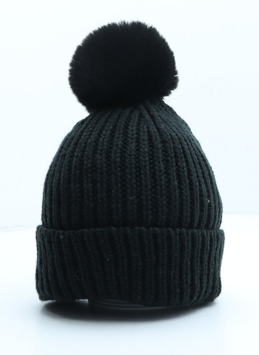 Steve Madden Womens Black Acrylic Bobble Hat One Size