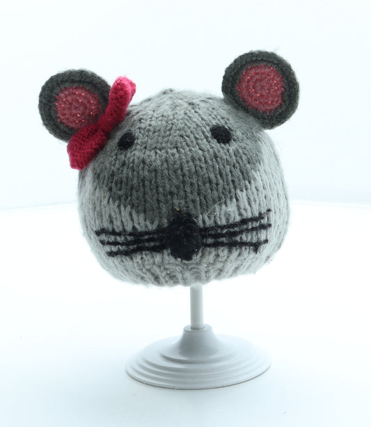 Monsoon Girls Grey Acrylic Beanie Size S - Mouse.Size 1-3 years