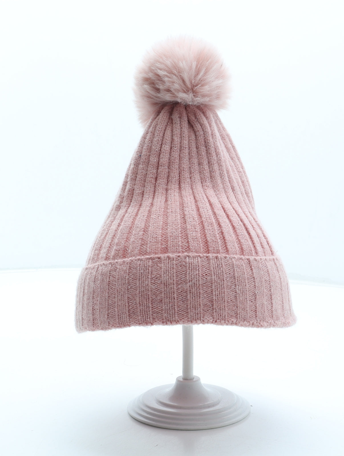 Primark Girls Pink Acrylic Bobble Hat One Size