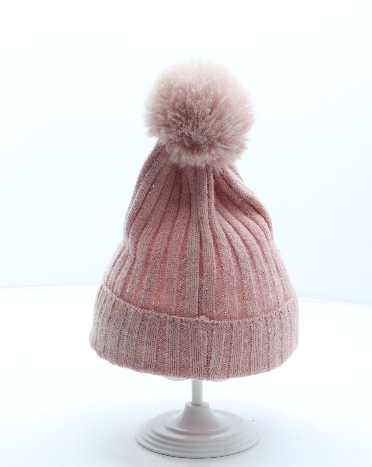 Primark Girls Pink Acrylic Bobble Hat One Size
