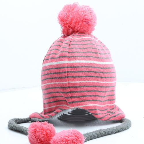 Under armour Womens Pink Striped Acrylic Bobble Hat One Size