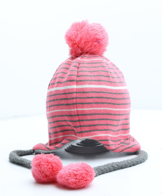 Under armour Womens Pink Striped Acrylic Bobble Hat One Size