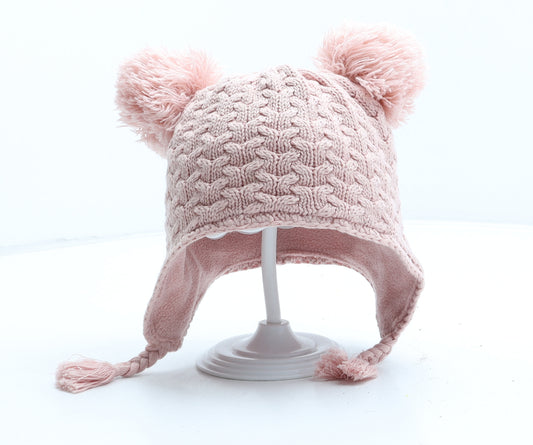 NEXT Girls Pink Cotton Bobble Hat One Size