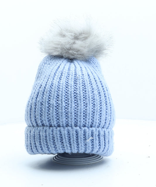 New Look Womens Blue Acrylic Bobble Hat One Size