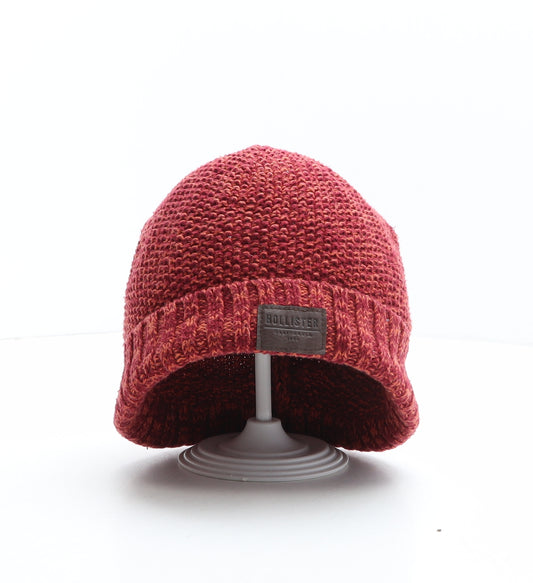 Hollister Womens Red Cotton Beanie One Size