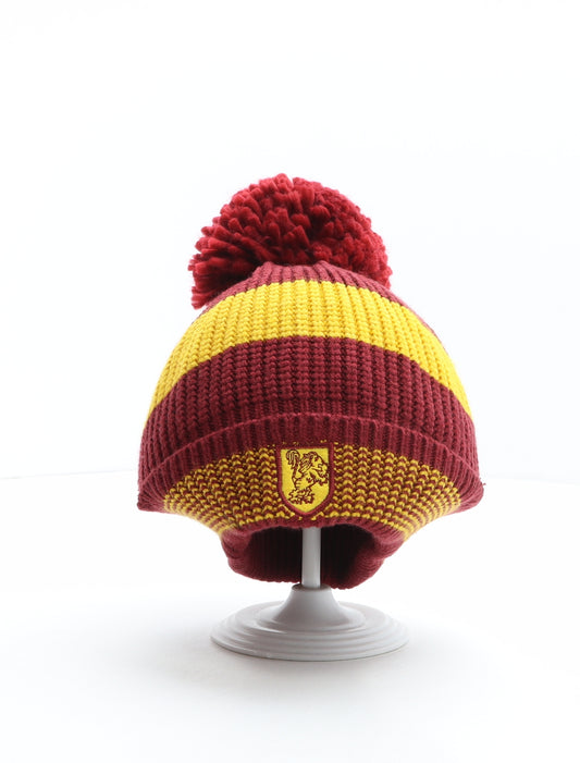 Marks and Spencer Boys Multicoloured Striped Viscose Bobble Hat One Size - Harry Potter, Hogwarts, Gryffindor