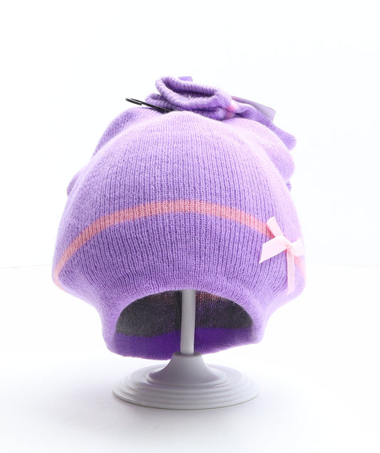 Gem Imports Girls Purple Acrylic Beanie One Size - Gloves included