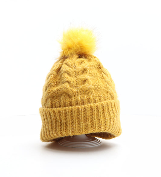 Marks and Spencer Womens Yellow Acrylic Bobble Hat One Size