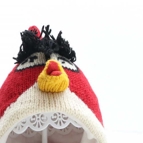 Preworn Mens Multicoloured Wool Beanie One Size - Chicken Design