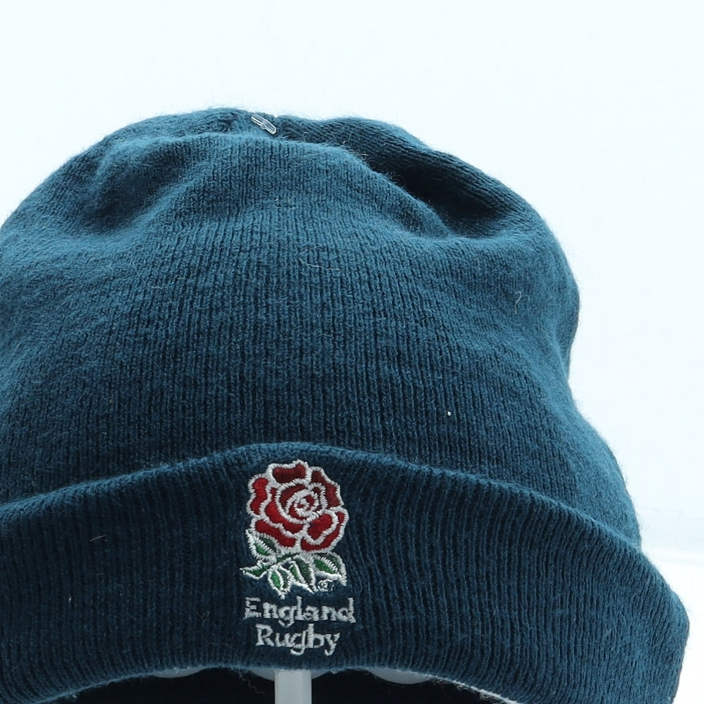 England Rugby Mens Blue Acrylic Beanie One Size - Embroidered Logo
