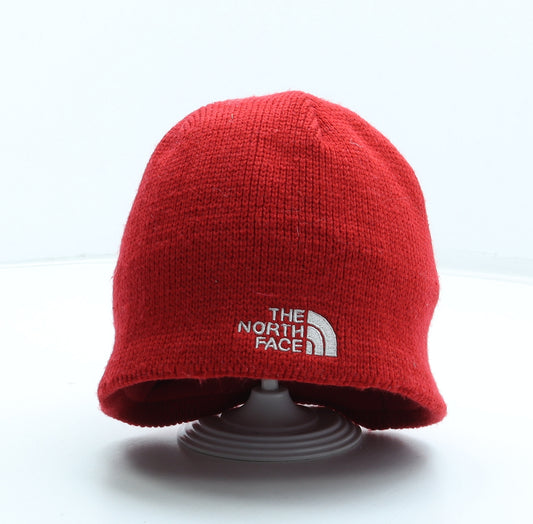 The North Face Mens Red Acrylic Beanie One Size - Logo