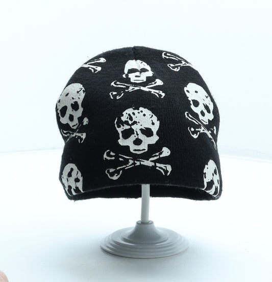 Giorgio Boys Black Geometric Acrylic Beanie One Size - Skull